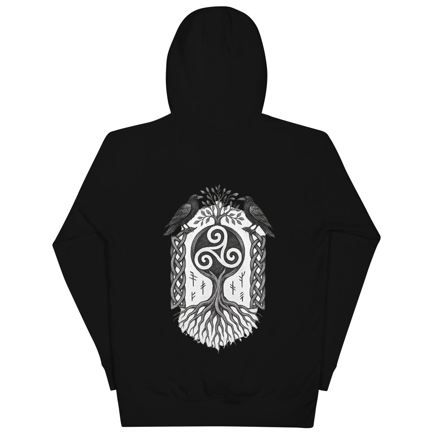 Celtic hoodie with triskele, tree of life and ravens – Bound By Heritage