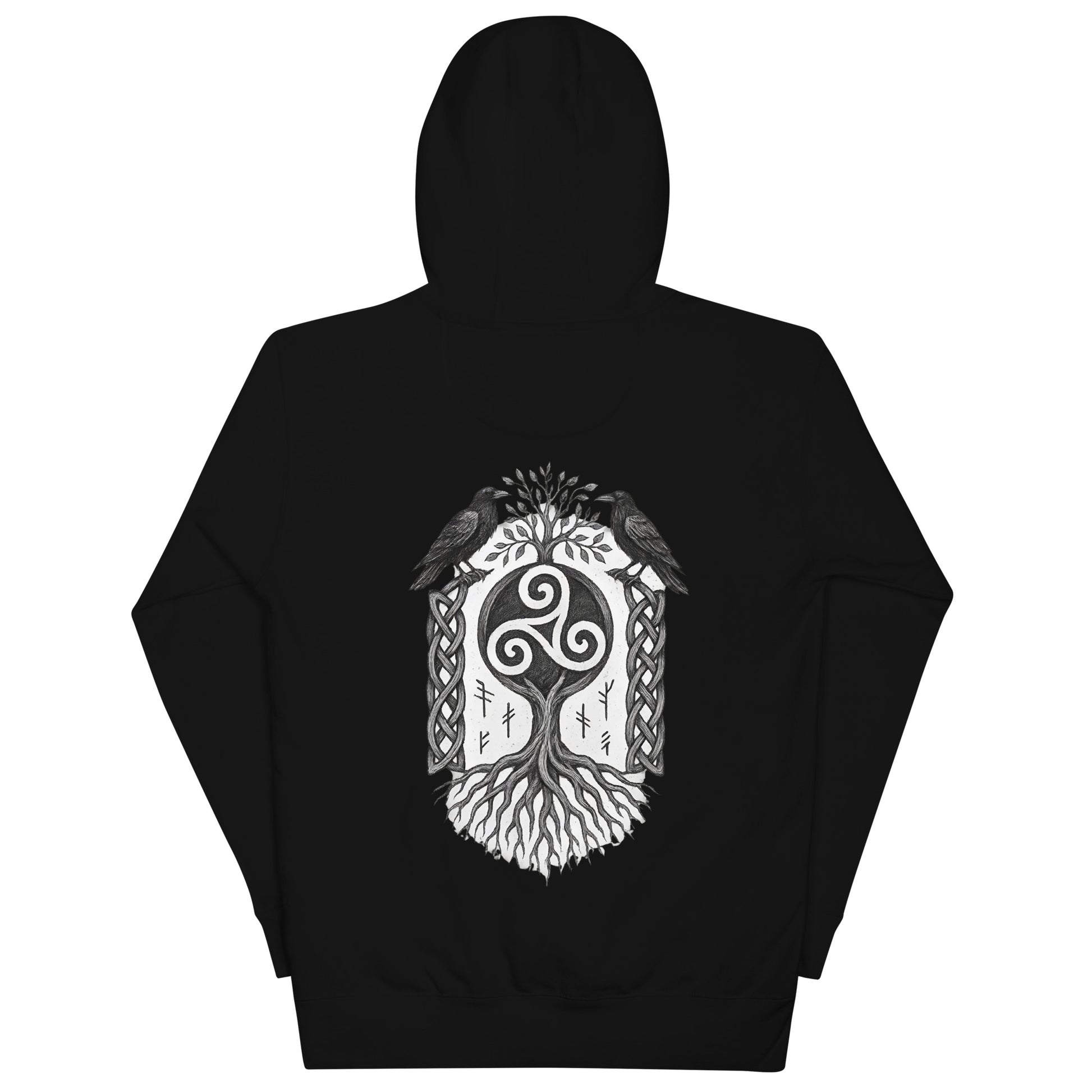 Celtic hoodie with triskele, tree of life and ravens – Bound By Heritage