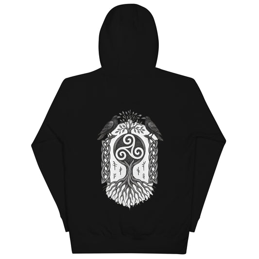 Celtic hoodie with triskele, tree of life and ravens – Bound By Heritage